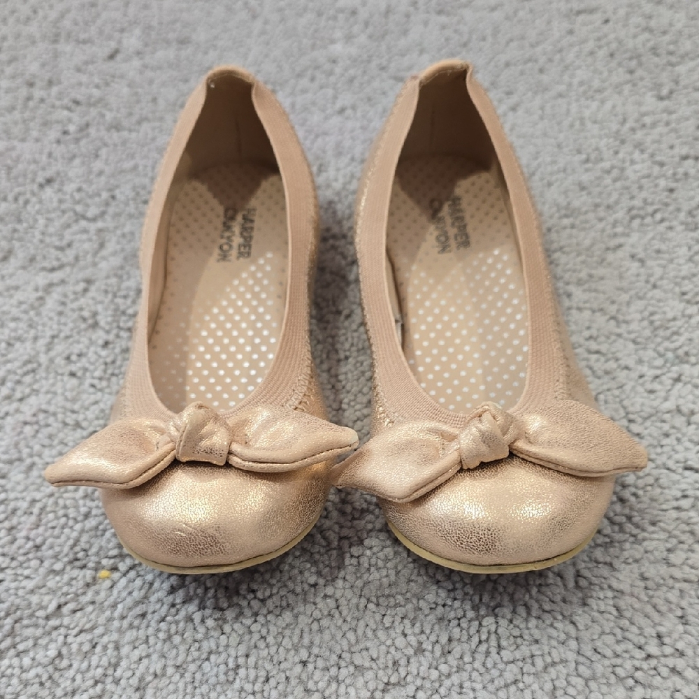 Harper Canyon Metallic Gold Bow Flats